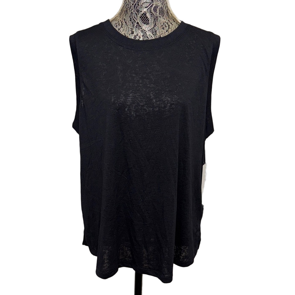 Athleta Athleta Breezy Tank 1X Black Muscle Tee Athleisure Activewear NWT